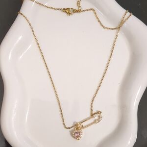 Safety Pin Heart Necklace